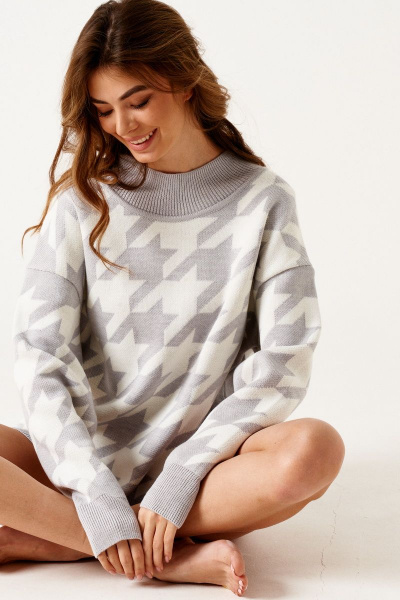 Джемпер ELLETTO 3499 бело-серый - фото 4