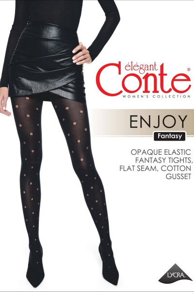 Демисезонные черные колготки с горошком 60 den CONTE Fantasy_ENJOY_Nero - фото 3