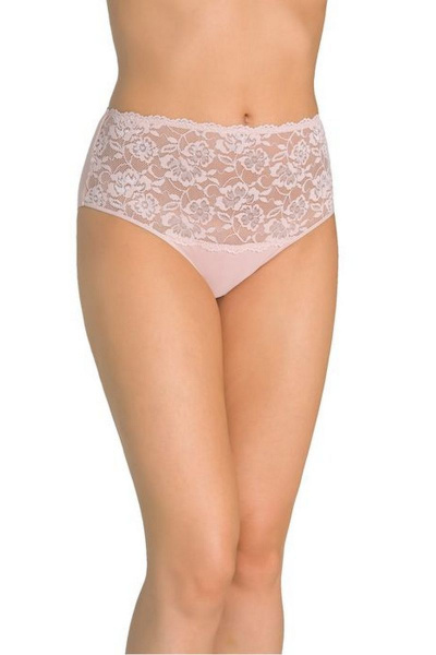 Трусы с кокеткой из кружева и средней талией Teyli 144 пудра_розы - фото 1