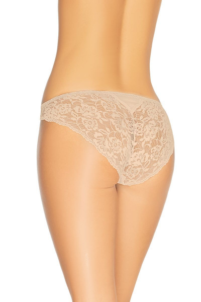 Трусы с высокой талией из эластичного полотна и кружевом Teyli 153 бежевый - фото 2
