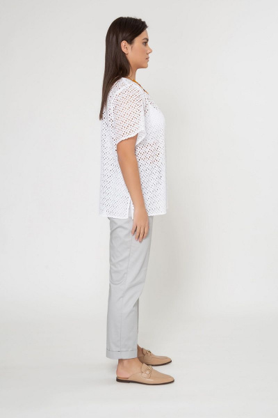 Летняя хлопковая блуза в стиль кэжуал Elema 2К-11905-1-170 белый - фото 2