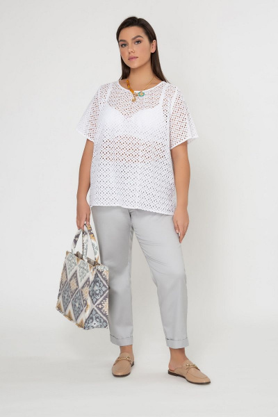 Летняя хлопковая блуза в стиль кэжуал Elema 2К-11905-1-170 белый - фото 1