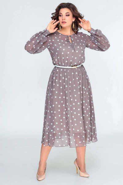 Платье Swallow 471 кофейный_в_горошек - фото 2