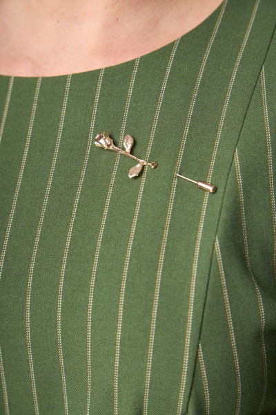 Платье зауженное по талии до середины голени с разрезом и поясом демисезонное Anelli 1197 зеленый - фото 9