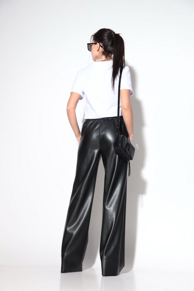 Комфортные брюки из эко-кожи с открытым срезом SILVERSPICE S-3105 - фото 5