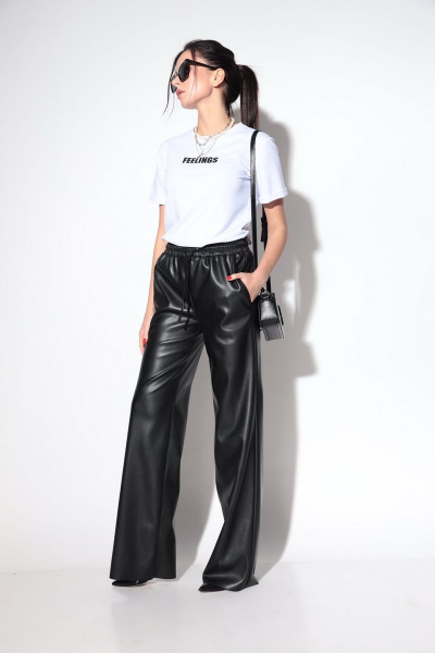 Комфортные брюки из эко-кожи с открытым срезом SILVERSPICE S-3105 - фото 2