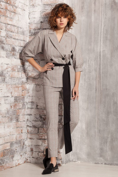 Жакет Nova Line 1875 клетка_бежевая - фото 1