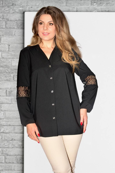 Блуза из кружева и текстиля с разрезами и металлической пластинкой Needle 495/1 - фото 1