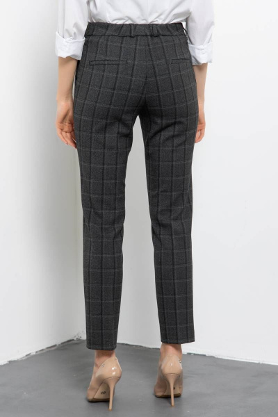 Классические брюки с высокой талией и ремешком Domna 12104 темно-серая_клетка - фото 3