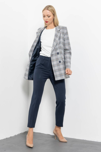 Брючки с кожаным лампасом и стрелками Domna 12104.164 темно-синий - фото 6