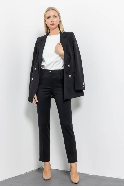 Брюки с высокой посадкой и имитацией карманов Domna 12104 черный - фото 6