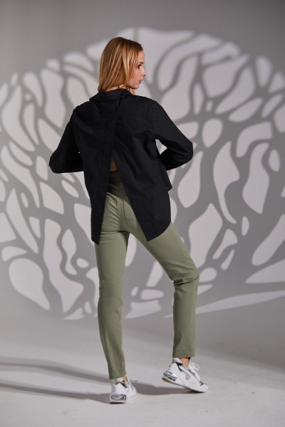 Рубашка женская демисезонная с принтом птицы и дерево Ambera 197 черный - фото 3