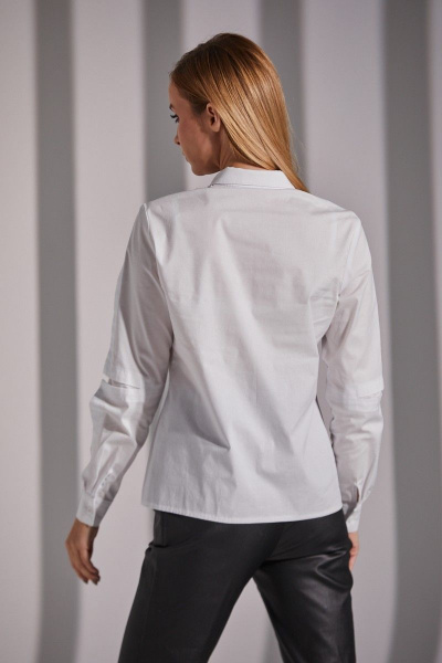 Рубашка полуприлегающего силуэта из хлопка с подрезами Ambera 198 белый - фото 5