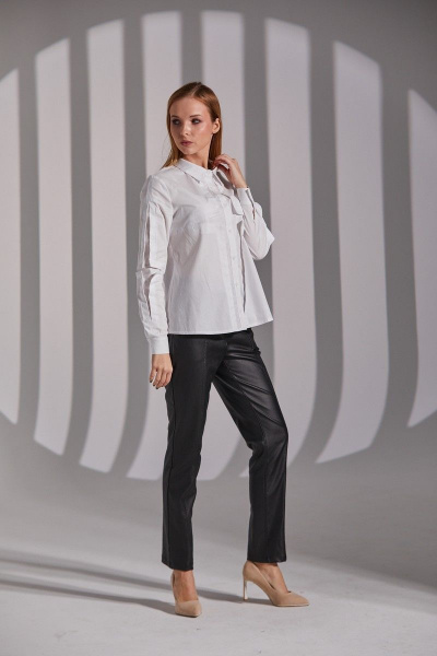 Рубашка полуприлегающего силуэта из хлопка с подрезами Ambera 198 белый - фото 4