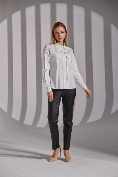 Рубашка полуприлегающего силуэта из хлопка с подрезами Ambera 198 белый - фото 2