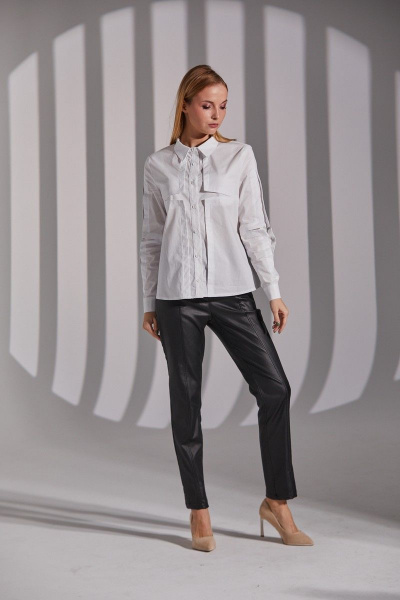 Рубашка полуприлегающего силуэта из хлопка с подрезами Ambera 198 белый - фото 1