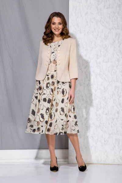 Жакет, платье Beautiful&Free 3067 молочный+круги - фото 2