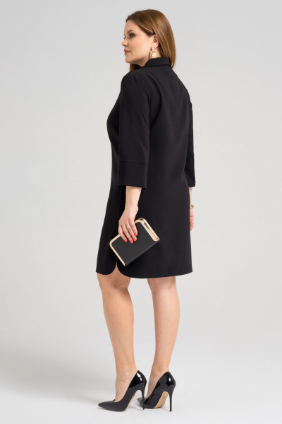 Платье прямое с воротником-отложным и боковыми карманами Панда 47781z черный - фото 2