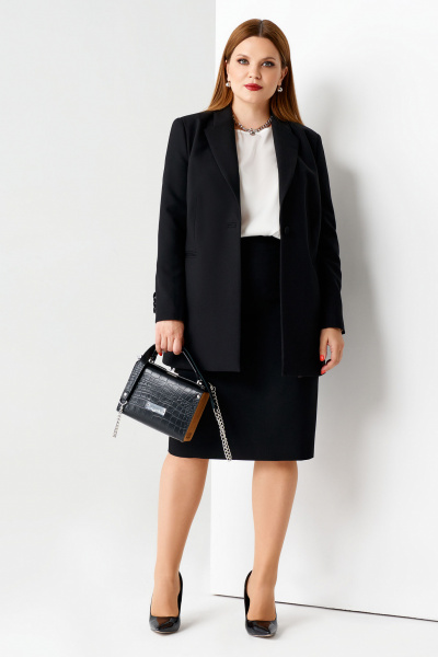 Черная классическая юбка-карандаш из поливискозы для офиса Панда 53750z черный - фото 2