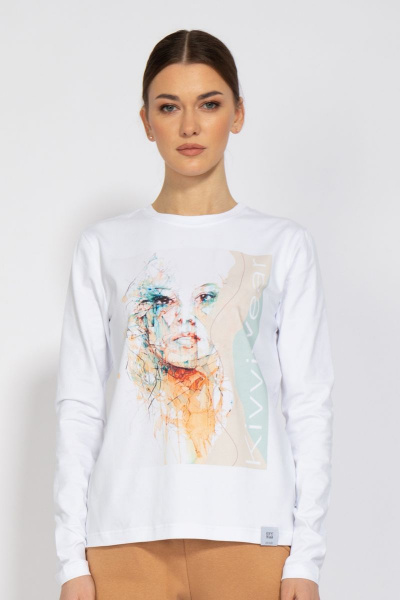 Лонгслив с принтом из хлопка для демисезона Kivviwear 4061.04 - фото 1