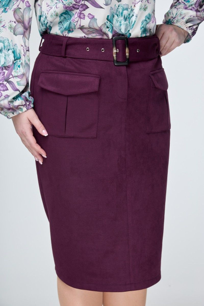 Юбка из эко замши минималистичный дизайн на каждый день Anelli 1193 бордо - фото 4