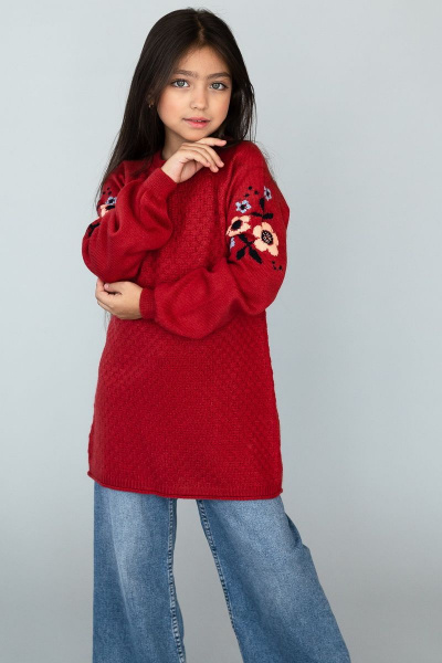 Укороченное платье из шерстяного трикотажа с регланом Полесье С4880-17 8С0175-Д43 134,140 красный_минерал - фото 4