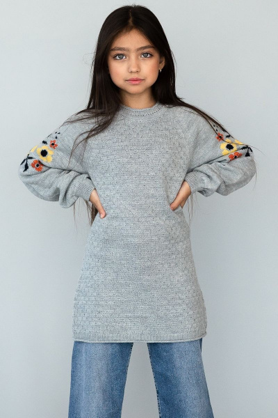 Платье укороченное вязаное шерстяное с длинным рукавом-реглан Полесье С4880-17 8С0175-Д43 146,152 горная_дымка - фото 1