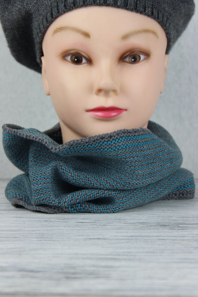 Демисезонный вязанный шарф-труба с двухизнаночной гладью Полесье С8188-17 8С0069-Д43  антрацит - фото 1