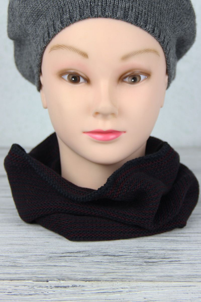 Демисезонный вязанный шарф-труба с двухизнаночной гладью Полесье С8188-17 8С0069-Д43  темно-флотский - фото 1