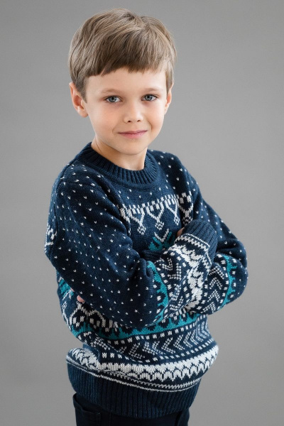 Джемпер из шерсти для мальчика, второй слой, демисезон Полесье С9296-18 9С0053-Д43 134,140 перламутровый_ночной - фото 3