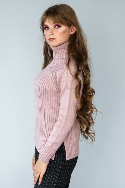 Розовый свитер из шерсти с регланом и воротником-стойкой Полесье С9137-20 0С8593-Д43 170,176 розовый_дым - фото 3