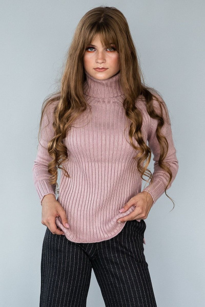 Розовый свитер из шерсти с регланом и воротником-стойкой Полесье С9137-20 0С8593-Д43 170,176 розовый_дым - фото 1