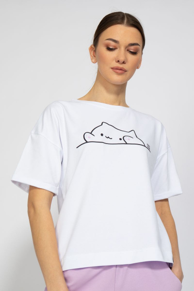 Футболка из хлопка с удлиненным рукавом и подворотом Kivviwear 4026.26 - фото 1