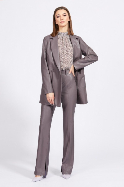 Жакет из экокожи приталенного силуэта с двубортной застежкой EOLA 2191 какао - фото 7