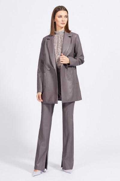 Жакет из экокожи приталенного силуэта с двубортной застежкой EOLA 2191 какао - фото 6