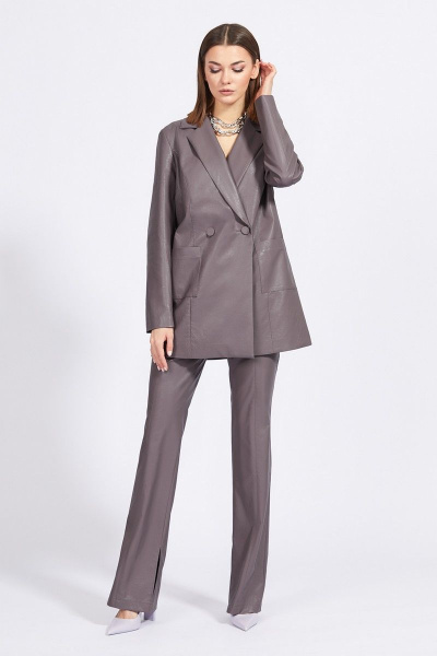 Жакет из экокожи приталенного силуэта с двубортной застежкой EOLA 2191 какао - фото 2