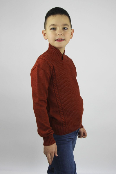 джемпер для мальчика прямого силуэта из шерсти с воротником Полесье С9563-20 0С2134-Д43 122,128 авантюрин - фото 2