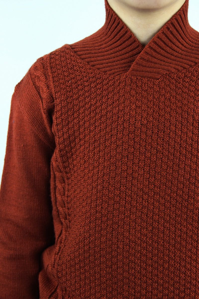 Джемпер для мальчика прямой из шерсти красный Полесье С9563-20 0С2134-Д43 134,140 авантюрин - фото 3