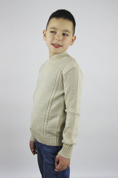 Джемпер для мальчика прямой из шерсти бежевый Полесье С9563-20 0С2134-Д43 134,140 речной_песок - фото 1