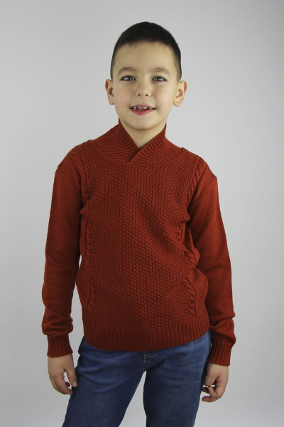 Джемпер для мальчика прямой из шерсти красный Полесье С9563-20 0С2134-Д43 146 авантюрин - фото 2