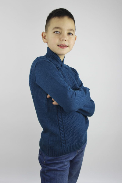 Джемпер для мальчика прямой из шерсти бирюзовый Полесье С9563-20 0С2134-Д43 146 афродита - фото 3