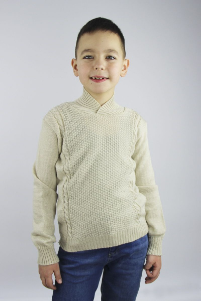 Джемпер для мальчика прямой из шерсти бежевый Полесье С9563-20 0С2134-Д43 152 речной_песок - фото 2