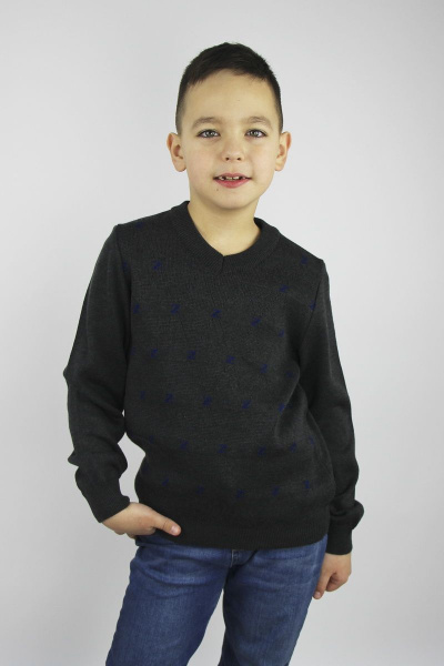 Джемпер прямого силуэта из хлопка для повседневной носки Полесье С9624-20 1С1107-Д43 134,140 серый_меланж - фото 1