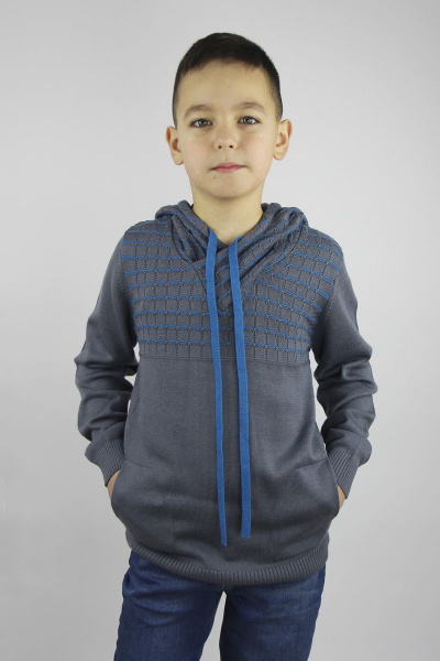 Джемпер с капюшоном из хлопка для casual-образа Полесье С9961-18 8С0354-Д43 146 дипломат - фото 1