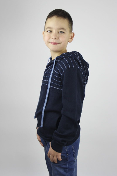 Джемпер с капюшоном из хлопка для стильного casual Полесье С9961-18 8С0354-Д43 152 т.синий - фото 2