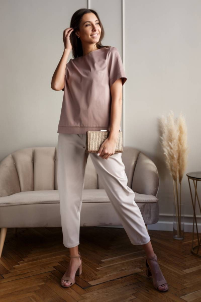 Брюки чиносы укороченные с высокой талией из хлопка Madech 21175 светло-бежевый - фото 8