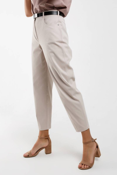 Брюки чиносы укороченные с высокой талией из хлопка Madech 21175 светло-бежевый - фото 3
