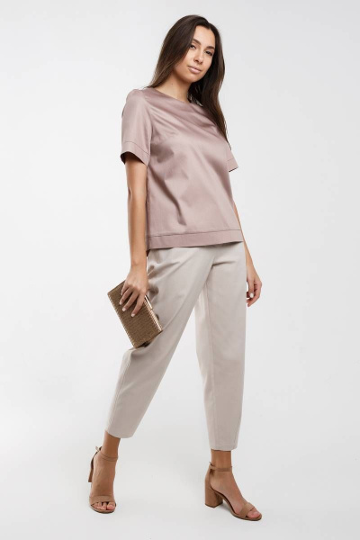 Брюки чиносы укороченные с высокой талией из хлопка Madech 21175 светло-бежевый - фото 2