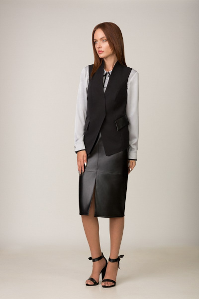 Жилет из костюмной ткани с стильной отделкой и карманами GlasiO 16011 - фото 1