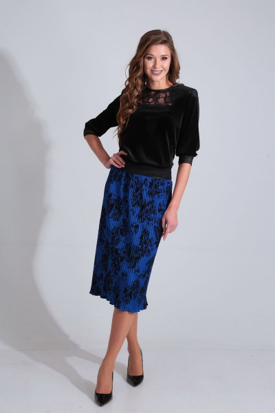 Плиссированная юбка миди из трикотажа с резинкой на поясе AXXA 3006 - фото 1